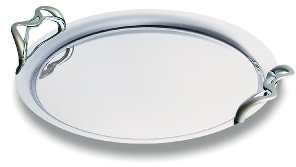 Vassoio Tondo con manici 30 cm Linea ALEX EME in acciaio inox Lucido
