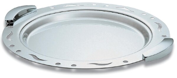 Vassoio Tondo con manici 35 cm Linea Punto e Virgola EME in acciaio inox Lucido traforato