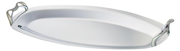 Vassoio da Pesce ovale in Acciaio inox 18/10 ALEX Lucidato a specchio cm 60 con maniglie in metallo acciaio Lucido