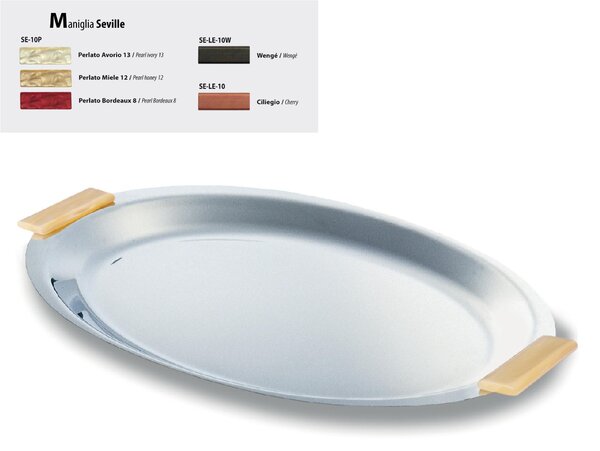 Vassoio Ovale inox lucido Seville 41 cm con manici colorati