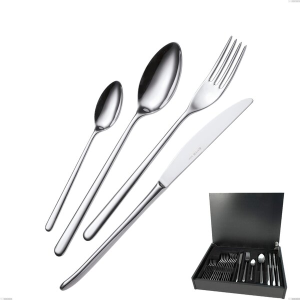 Servizio di posate 24 pezzi in astuccio di legno Venice, Acciaio inox 18/10 (AISI304), spessore 4.00 mm