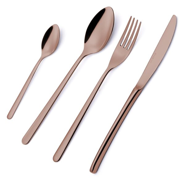 Servizio Posate VENICE COPPER BRONZE 75 pezzi acciaio inox 18/10 AISI304 spessore 4.0 mm in Bauletto in Legno