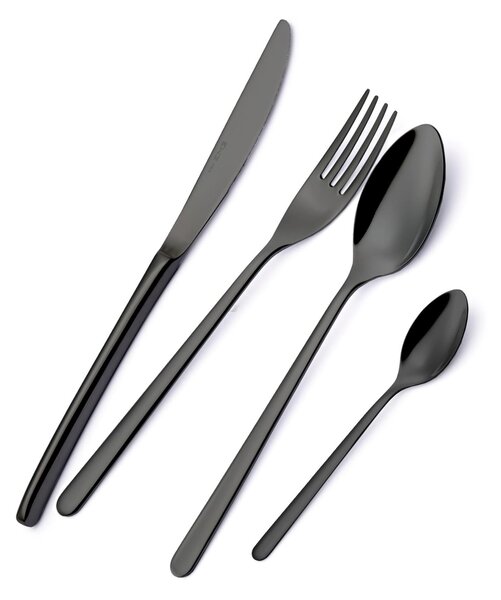 Servizio Posate VENICE Gun Metal 75 pezzi 12 posti tavola acciaio inox 18/10 AISI304 spessore 4.0 mm in Astuccio Legno