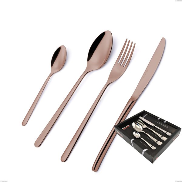 Servizio Posate VENICE COPPER BRONZE 24 pezzi acciaio inox 18/10 AISI304 spessore 4.0 mm in confezione