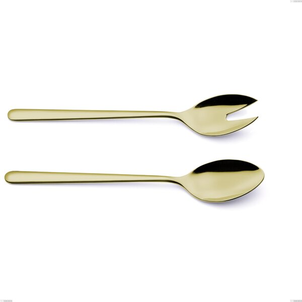 Coppia insalata Venice Tin Gold, Acciaio Inox 18-10 trattamento pvd oro, spessore 4 mm, lunghezza 260 mm