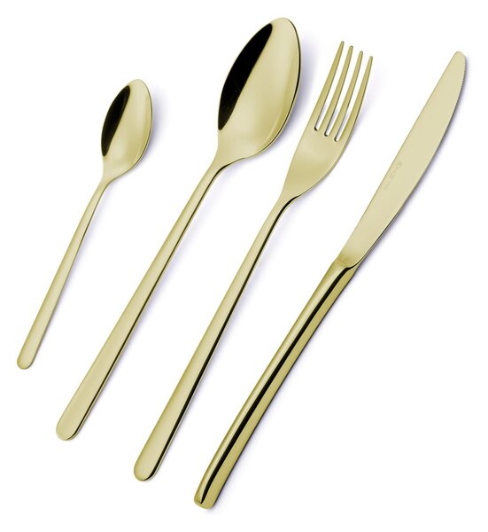 Confezione a libro 7 pezzi, forchettine pi� paletta dolce Venice Tin Gold, Acciaio Inox 18-10 trattamento pvd oro, spessore 4 mm