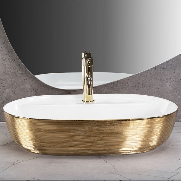 Lavabo da appoggio Rea Aura 61 White Gold Brush