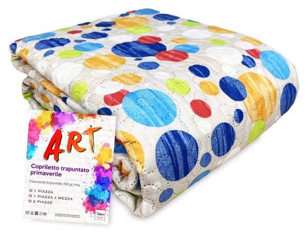 COPRILETTO trapuntato ART POIS colorati 1 PIAZZA E MEZZA