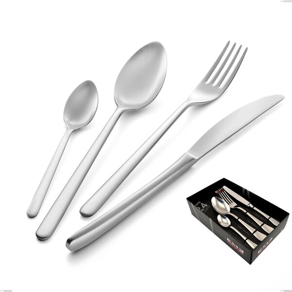 Confezione vetrina 24 pezzi venice sabbiato, Acciaio inox Aisi 304 Posate sabbiate, spessore 4 mm