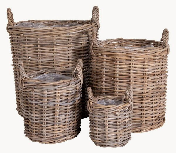 Set di 4 portavasi in rattan Caor
