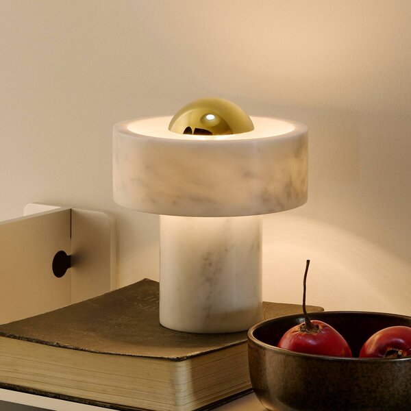 Tom Dixon Lampada da tavolo di design Stone, dimmerabile, Bianco / Opale, Soggiorno / Sala da pranzo, Pietra, Design, Lampada da tavolo