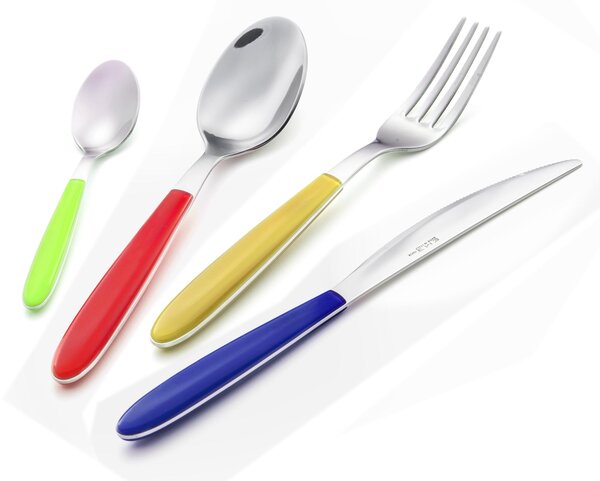 Servizio Posate Colorate 24 pezzi VERO 6 Coltello 6 Forchetta 6 Cucchiaio 6 Cucchiaino caff� (Colore Misto 24 pezzi) -verde-Rosso-Giallo-Blu