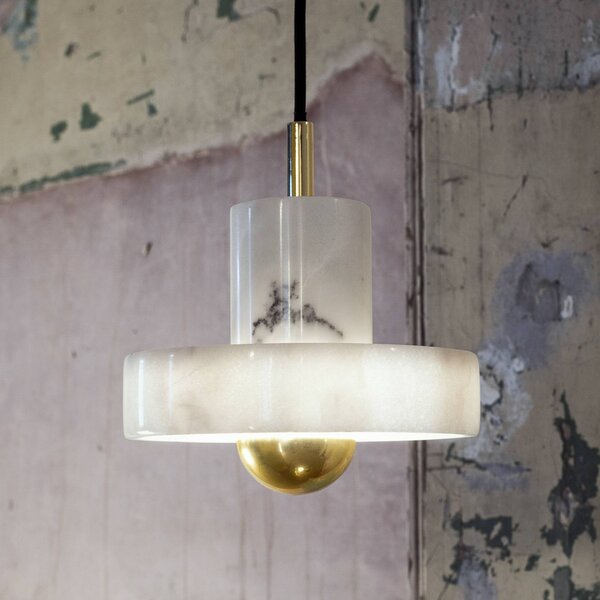 Tom Dixon Lampada a sospensione Stone, dimmerabile, Bianco / Opale, Soggiorno / Sala da pranzo, Pietra, Design, Lampada a sospensione