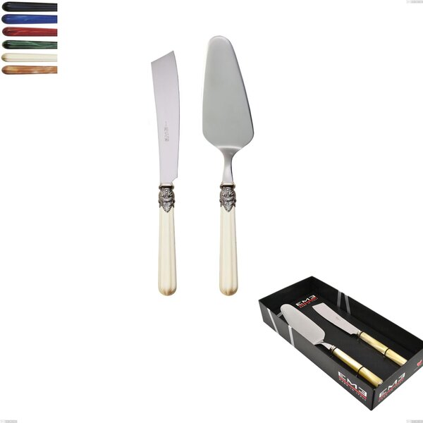 Confezione vetrina 2 pezzi,paletta pi� coltello dolce da servizio versailles, Acciaio 18/10 AISI 304 Lucido manicatura acrilico