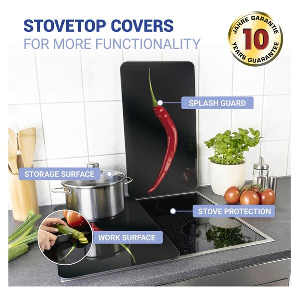 Set di 2 copri stufe in vetro, 52 x 30 cm Peperoni - Wenko