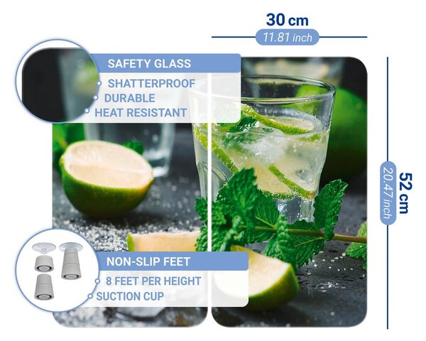 Set di 2 cappe da cucina in vetro con, 52 x 30 cm Mojito - Wenko