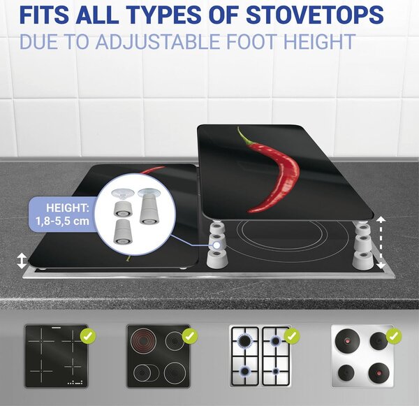 Set di 2 copri stufe in vetro, 52 x 30 cm Peperoni - Wenko