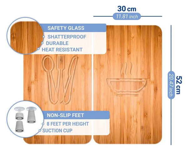 Set di 2 copri stufe in vetro, 52 x 30 cm Lunch - Wenko