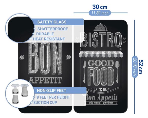 Set di 2 copri stufe in vetro, 52 x 30 cm Bon Appetit - Wenko