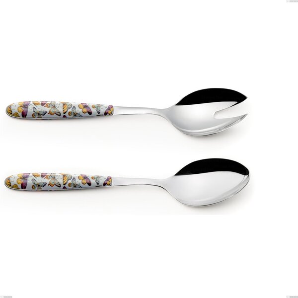 Coppia insalata vero butterfly, acciaio 18.0 nickel free, manicatura pbt sublimato acciaio lucido, lunghezza 250.00 mm