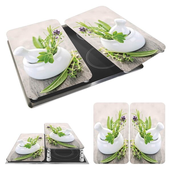 Set di 2 copri stufe in vetro Herbal, 52 x 30 cm Herb Garden - Wenko