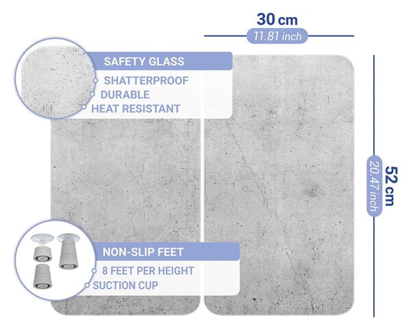 Set di 2 copri stufe in vetro grigio Universal - Wenko
