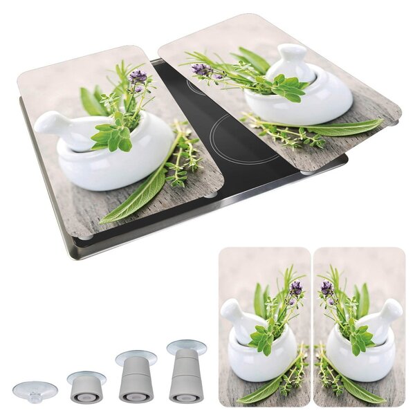 Set di 2 copri stufe in vetro Herbal, 52 x 30 cm Herb Garden - Wenko