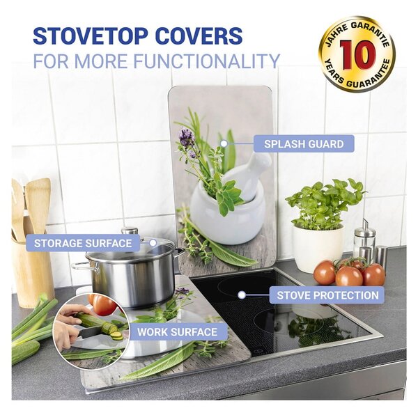 Set di 2 copri stufe in vetro Herbal, 52 x 30 cm Herb Garden - Wenko