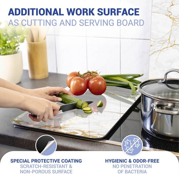 Set di 2 copri stufe in vetro in marmo bianco-oro, 52 x 30 cm Universal - Wenko