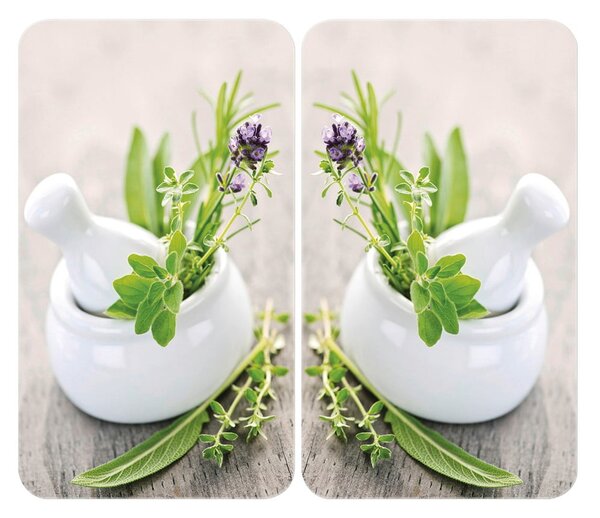 Set di 2 copri stufe in vetro Herbal, 52 x 30 cm Herb Garden - Wenko