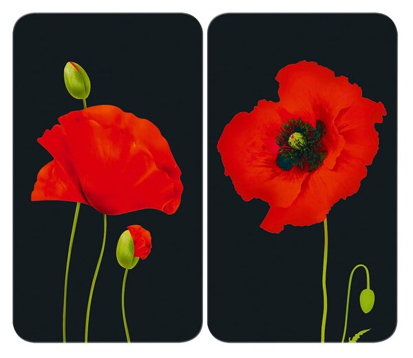 Set di 2 coperchi per stufe in vetro temperato 52x30 cm Poppy - Maximex