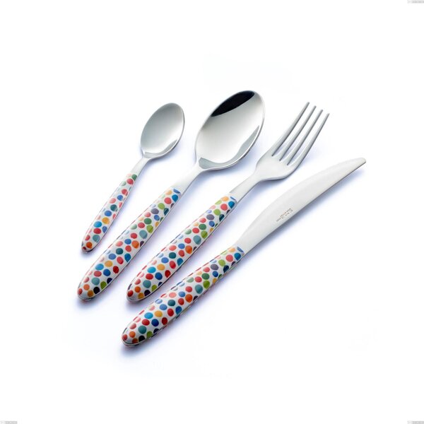 Coppia insalata vero coriandoli, acciaio 18.0 nickel free, manicatura pbt sublimato acciaio lucido, lunghezza 250.00 mm