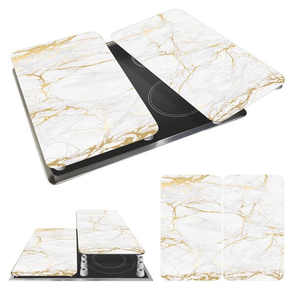 Set di 2 copri stufe in vetro in marmo bianco-oro, 52 x 30 cm Universal - Wenko
