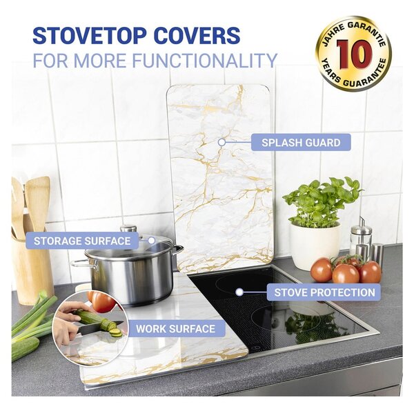Set di 2 copri stufe in vetro in marmo bianco-oro, 52 x 30 cm Universal - Wenko