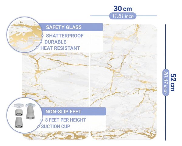 Set di 2 copri stufe in vetro in marmo bianco-oro, 52 x 30 cm Universal - Wenko