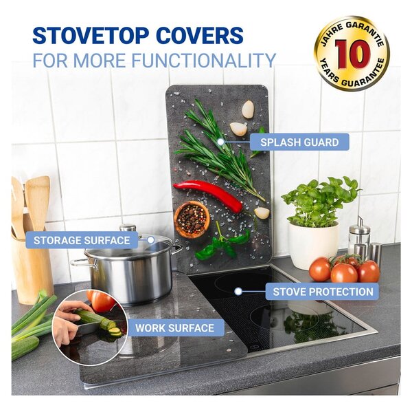 Set di 2 coperchi per stufe in vetro temperato 52x30 cm Rosemary - Maximex