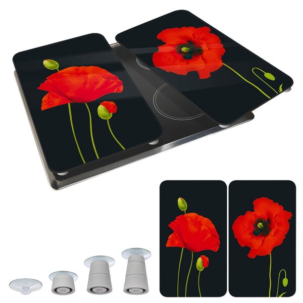 Set di 2 coperchi per stufe in vetro temperato 52x30 cm Poppy - Maximex