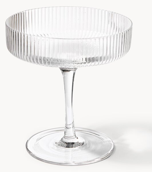 Set di 2 coppe da champagne in vetro soffiato con scanalatura in rilievo Ripple