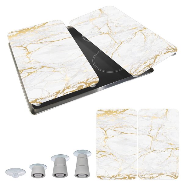 Set di 2 copri stufe in vetro in marmo bianco-oro, 52 x 30 cm Universal - Wenko