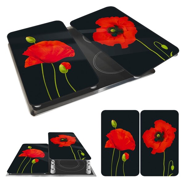 Set di 2 coperchi per stufe in vetro temperato 52x30 cm Poppy - Maximex