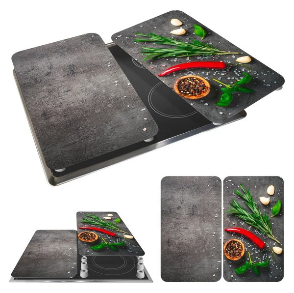 Set di 2 coperchi per stufe in vetro temperato 52x30 cm Rosemary - Maximex