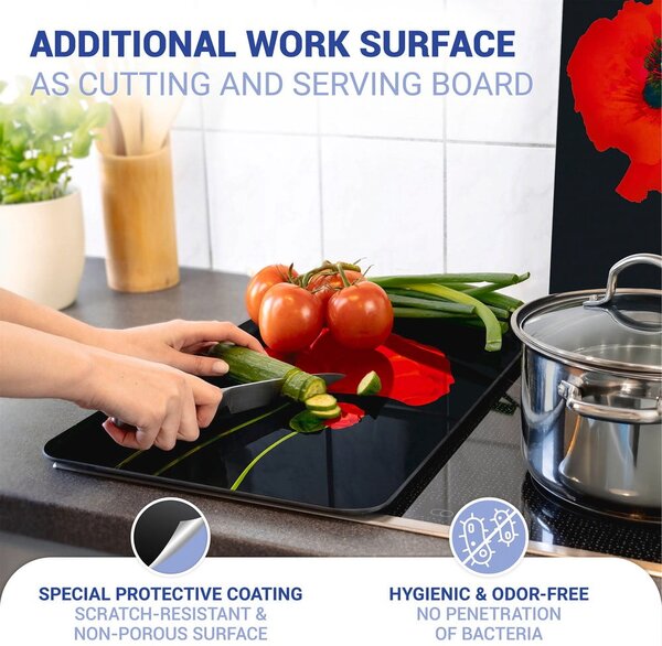Set di 2 coperchi per stufe in vetro temperato 52x30 cm Poppy - Maximex
