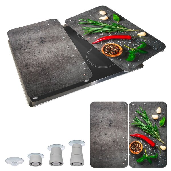 Set di 2 coperchi per stufe in vetro temperato 52x30 cm Rosemary - Maximex