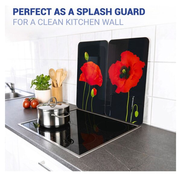 Set di 2 coperchi per stufe in vetro temperato 52x30 cm Poppy - Maximex