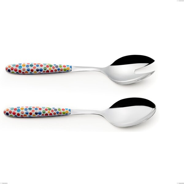 Coppia insalata vero coriandoli, acciaio 18.0 nickel free, manicatura pbt sublimato acciaio lucido, lunghezza 250.00 mm