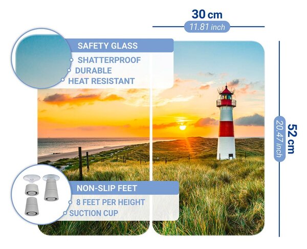 Set di 2 coperchi per stufe in vetro temperato 52x30 cm Lighthouse - Maximex