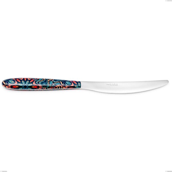 Coltello tavola vero damasco, acciaio 18.0 nickel free, manicatura pbt sublimato acciaio lucido, lunghezza 220 mm