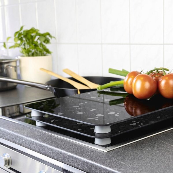 Set di 2 copri stufe in vetro nero Universal - Wenko