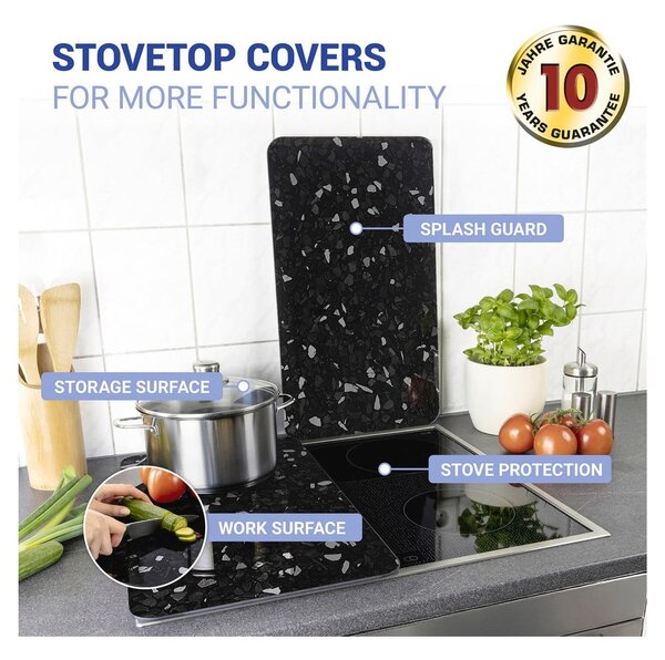 Set di 2 copri stufe in vetro nero Universal - Wenko