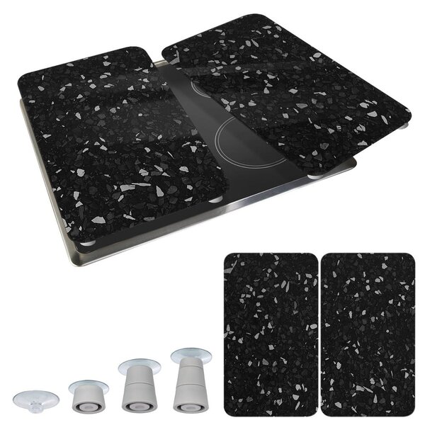 Set di 2 copri stufe in vetro nero Universal - Wenko